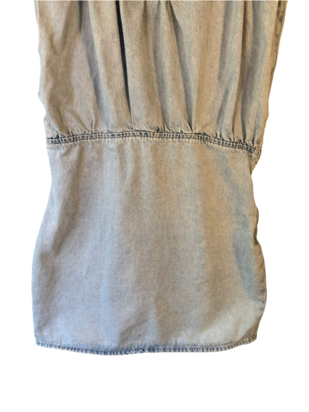 Zara Light Blue Denim Mini Dress with Statement Shoulders Size XL Y2K Minimalist - Picture 12 of 14